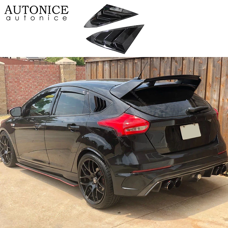 Fit for Ford Focus ST RS Hatchback Carbon Fiber Color Window Side Louvers Vent 2012 2013 2014 2015 2016 2017 2018 ABS