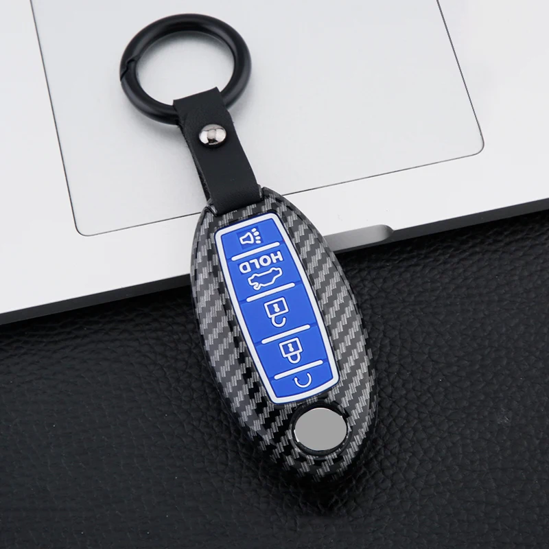 5 Button Carbon fiber Silicone Car Remote key Cover Case For Nissan Patrol Y62 Rouge Maxima Altima Sentra Murano 2018 2019 2020