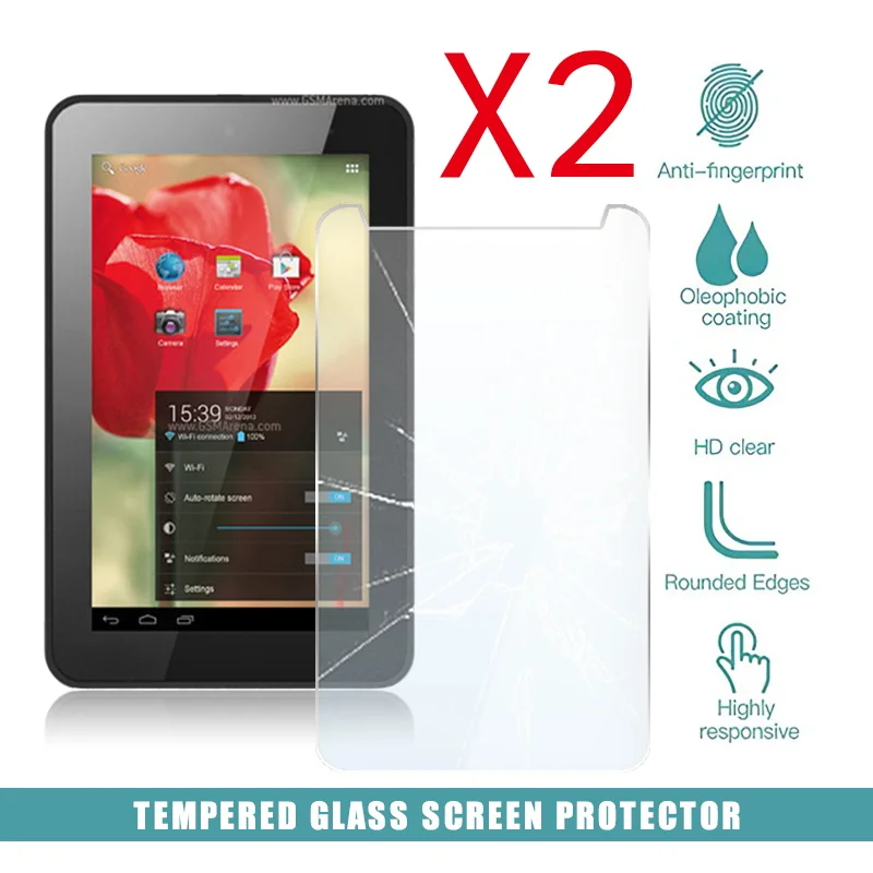 

2Pcs Tablet Tempered Glass Screen Protector Cover for Alcatel OneTouch Tab 7 9H Tempered Film Full Coverage Anti-Scratch