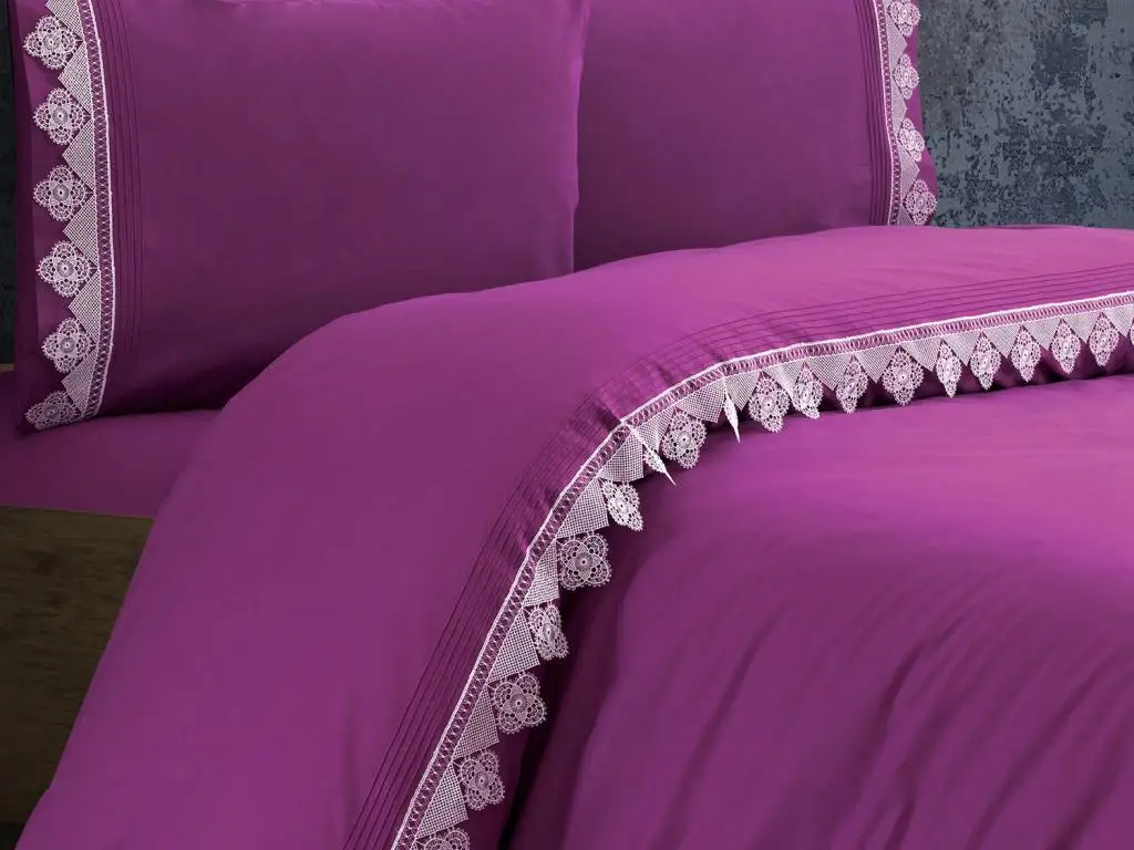 Sparkle Needle Embroidered Gold Duvet cover set Damson