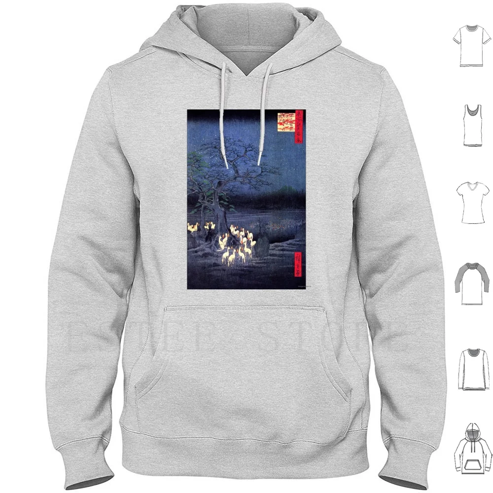 Japanese Print-Hiroshige-Kitsune-Yokai-Fox Hoodies Japanese Hiroshige Kitsune Yokai Fox