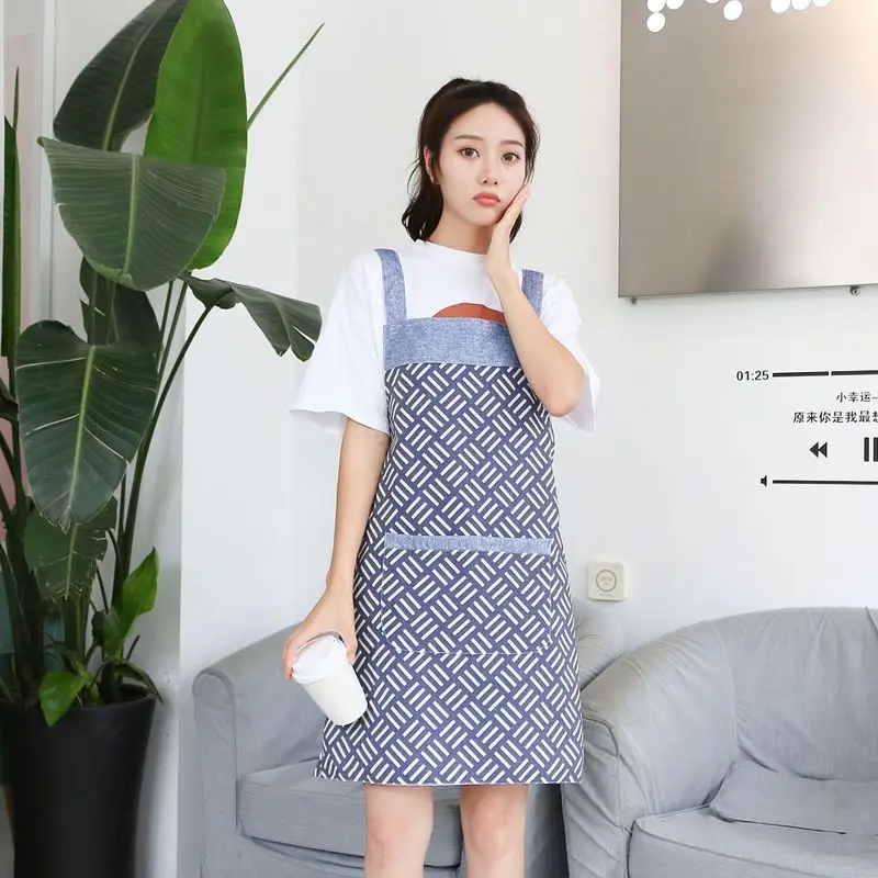 Doubleside fashion apron brace overalls milk coffee shop restaurant kitchen oil resistance women Apron Beautiful Cloth