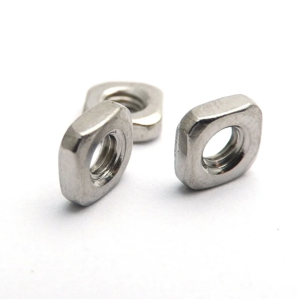 50pcs/lot M3 M4 M5 M6 M8 Square Nuts 304 Stainless Steel Thin Nuts Thin Nuts Blocks DIN562 High Quality M3x5.4x1.8 M5x8x2.6mm