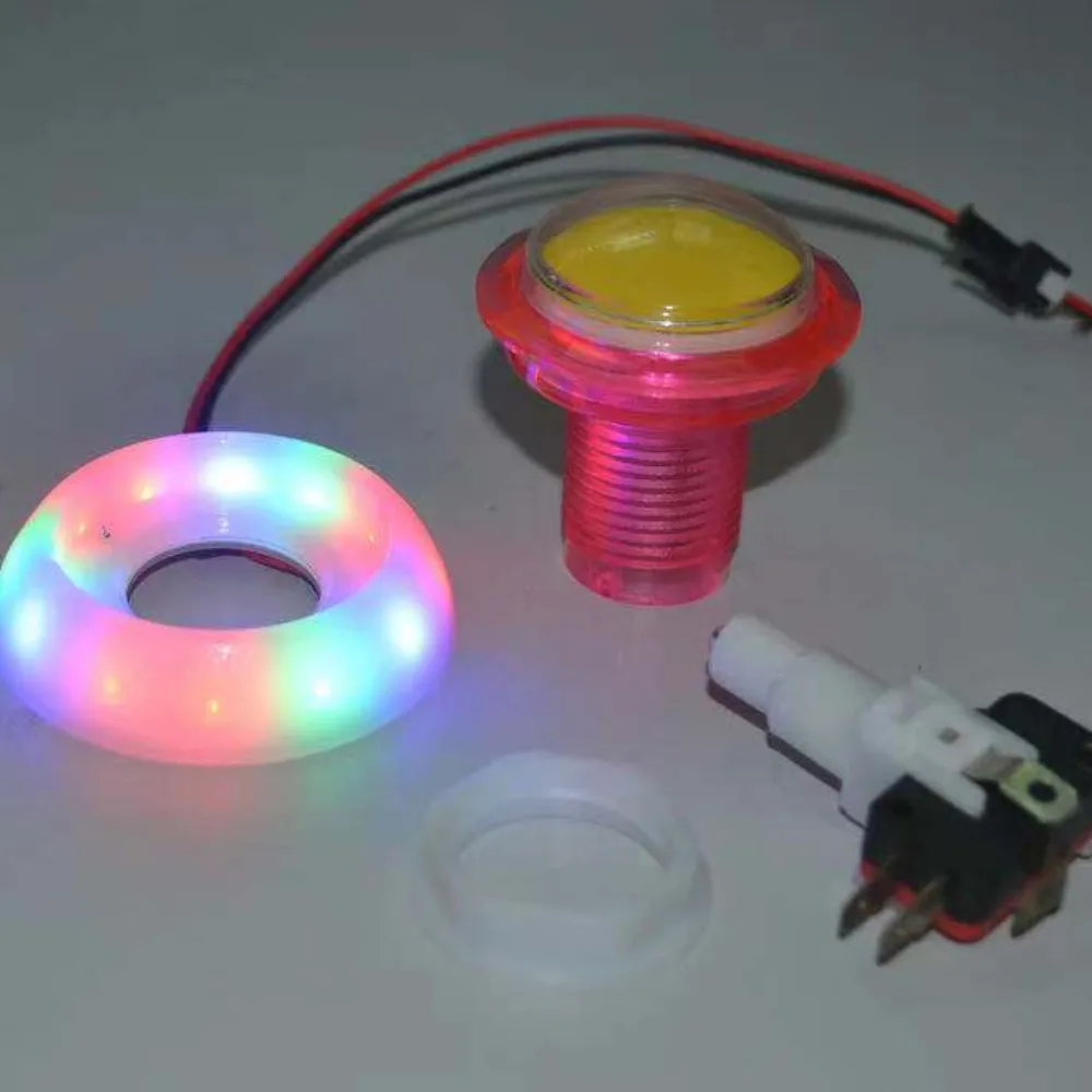 RGB Flashing Light DC12V Colorful Arcade LED Illuminated Push Button Micro Switch For Arcade Crane Machine DIY