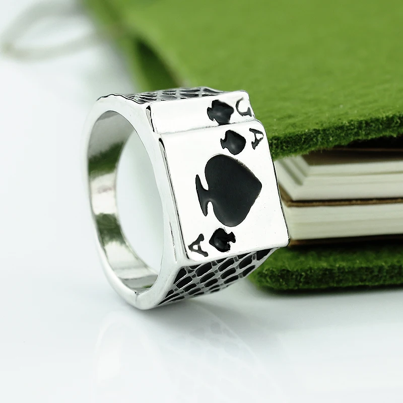 Fashion ring iron alloy refers to the ace of Spades Poker Rings Casino Poker Card Game Ring Men Women Jewelry Wholesale