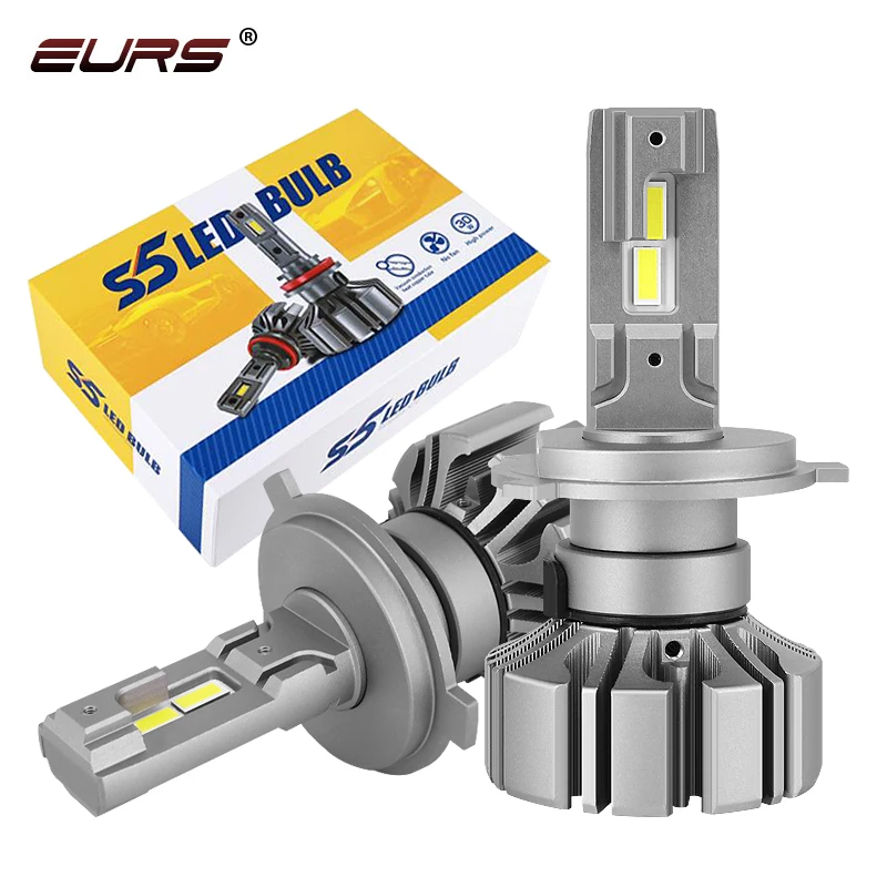 EURS S5 H7 H8 H11 H9 Fanless Led Car Fog Light Bulb 60W 12V 6000K Canbus Auto Led Headlight Lamp Car styling