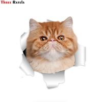 Three Ratels QM-2 Cute 3D Persian Cat For Toyota Rav4 Accessories Car Stickers For Volkswagen Beetle Decals