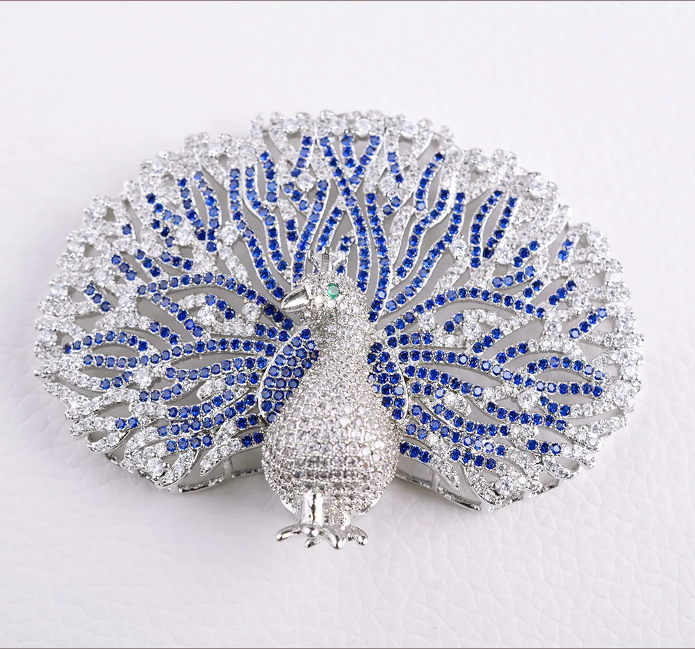 1 PCS 46x60mm Micro Pave Cubic Zircon Peacock Connector For Jewelry DIY