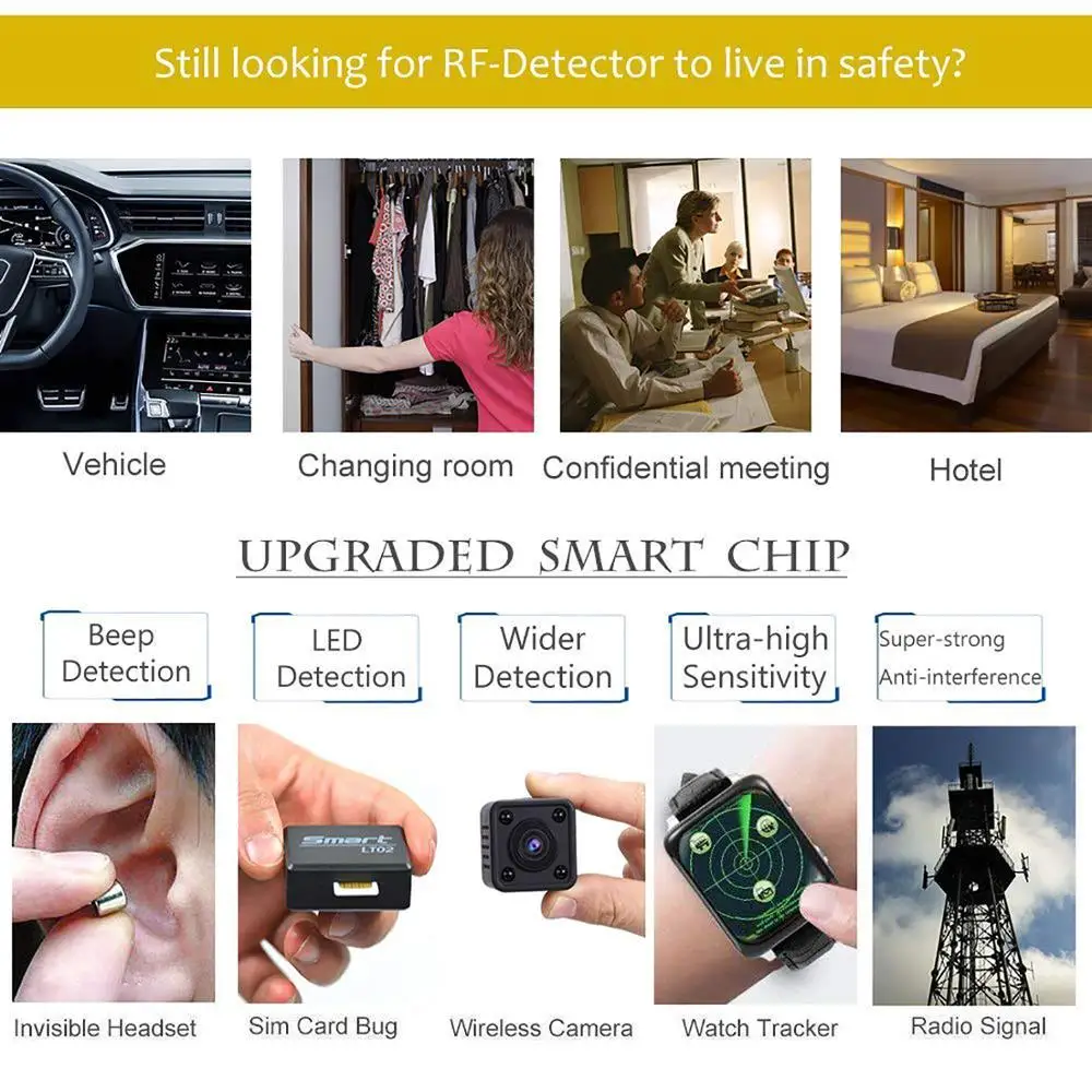 Detector de cámara antiespía G528, escaneo infrarrojo LED, detección de señal RF, Micro cámara inalámbrica contra insectos, GSM, rastreador GPS