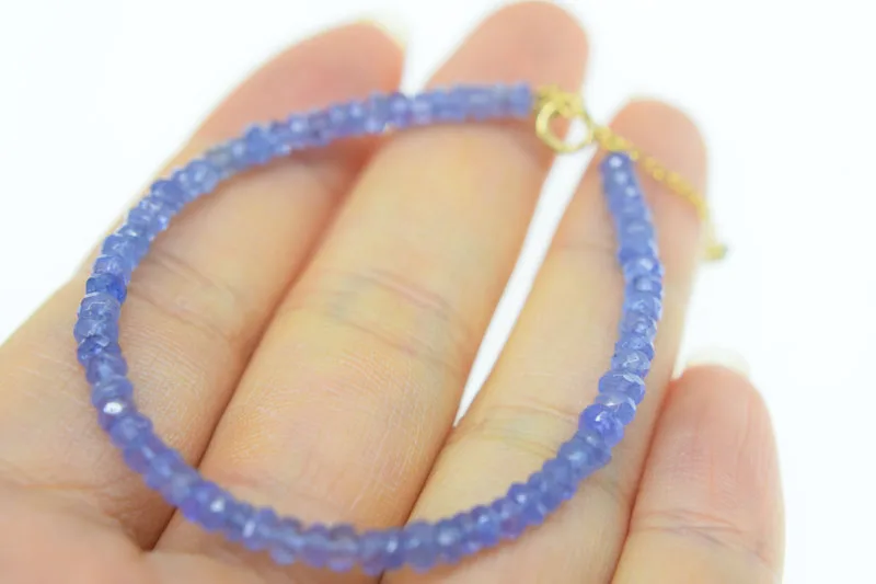 

Tanzanite roundel faceted 3mm 7.5inch FPPJ bracelet wholesale beads nature