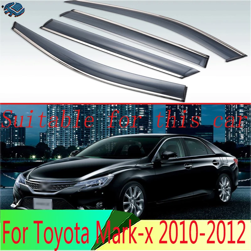 

For Toyota Mark-x 2010-2012 Plastic Exterior Visor Vent Shades Window Sun Rain Guard Deflector 4pcs