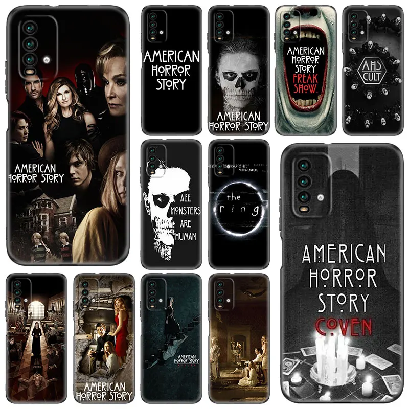 American Horror Story Silicone Phone Case For Xiaomi Redmi Note 10 9 Pro Max 10s 9s 8 8A 7 Pro 9 9C 9A 9T 10T Soft black Cover