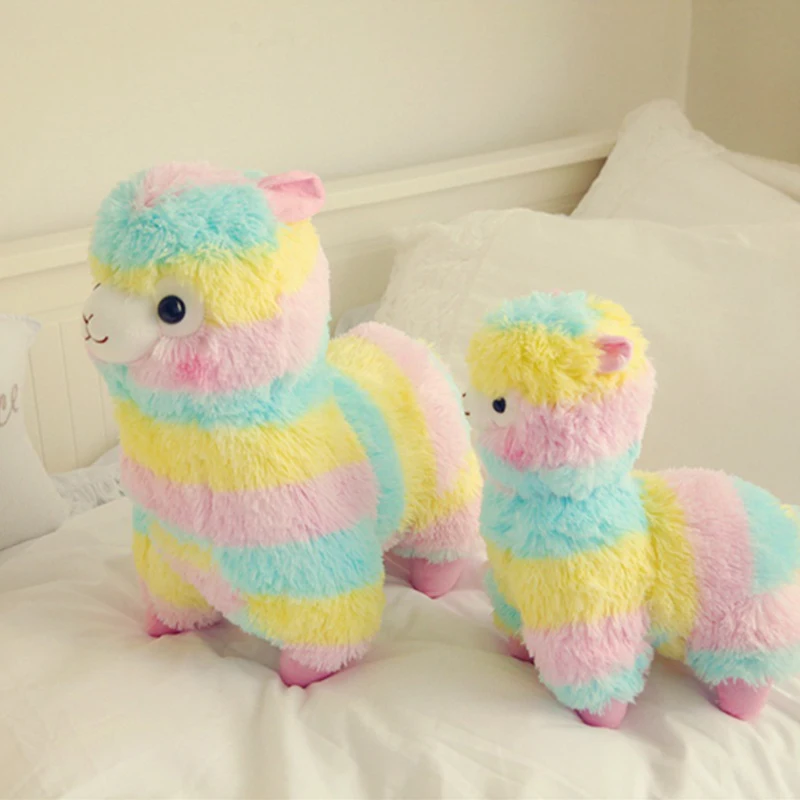 YOMDID 25/35cm/50cm Rainbow Alpaca Plush Cushion Kawaii Stuffed Cushion Cartoon Alpaca Plush Doll Christmas Children Kids Gift