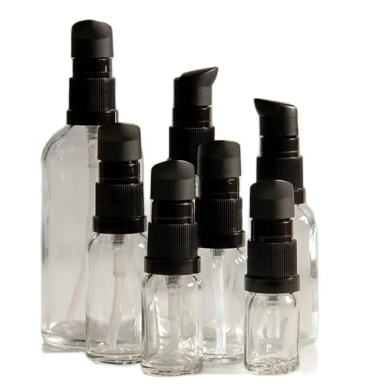 

Transparent Glass Lotion Pump Bottles Cosmetic Essential Oil Bottle Emulsion Makeup Tools 5~100ml Lotion Cream Bottle 15pcs