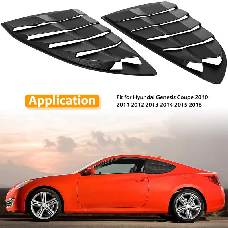 

Side Window Louvers Fit for Hyundai Genesis Coupe 2010- 2016 Windshield Sun Shade Cover Matte Black - Pair