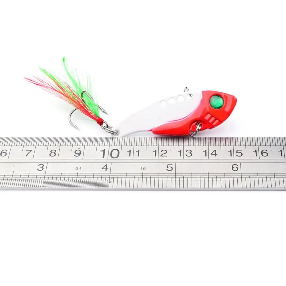 Señuelos de Pesca cuchara para Lucio 55mm 11g 8 colores con gancho triple cuchara Wobble Metal duro cebo Vib Spoonbait señuelo de aparejos de pesca