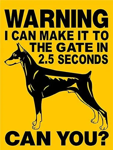 Retro Vintage Tin Sign Beware! Doberman On Guard Dog Sign Aluminum Metal Sign 8 x 12 Inches (Doberman on Guard Dog Sign-2)