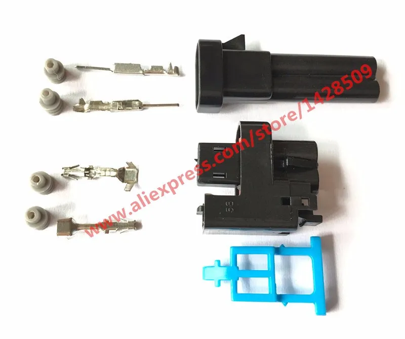 1 Set Female And Male 2 Pin Delphi EV6 Injector Auto Connector 15326181 15411633