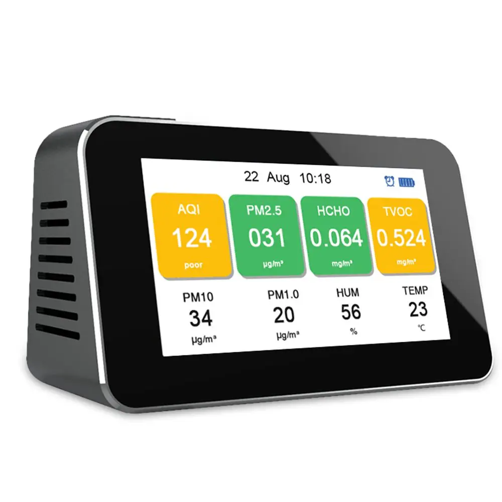Dienmern Deskto Monitor de Qualidade do ar Pm2.5 Testador Venda Quente Dados Medição Precisa Detector Formaldeído Sensor de Poluição do ar