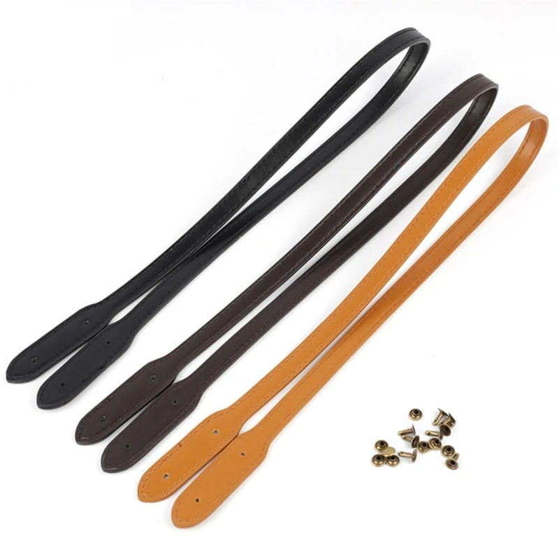 2Pcs Bag Belt Detachable PU Leather Handle Straps DIY Handbag Replacement Shoulder Bag Handle Belt Extended Rivets Hand Band