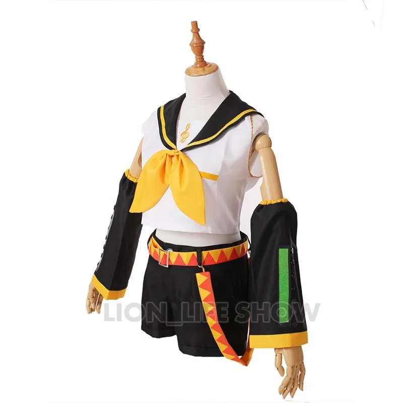Anime Rin  Len Halloween Uniform Cosplay Complete Costumes Tops+Shorts