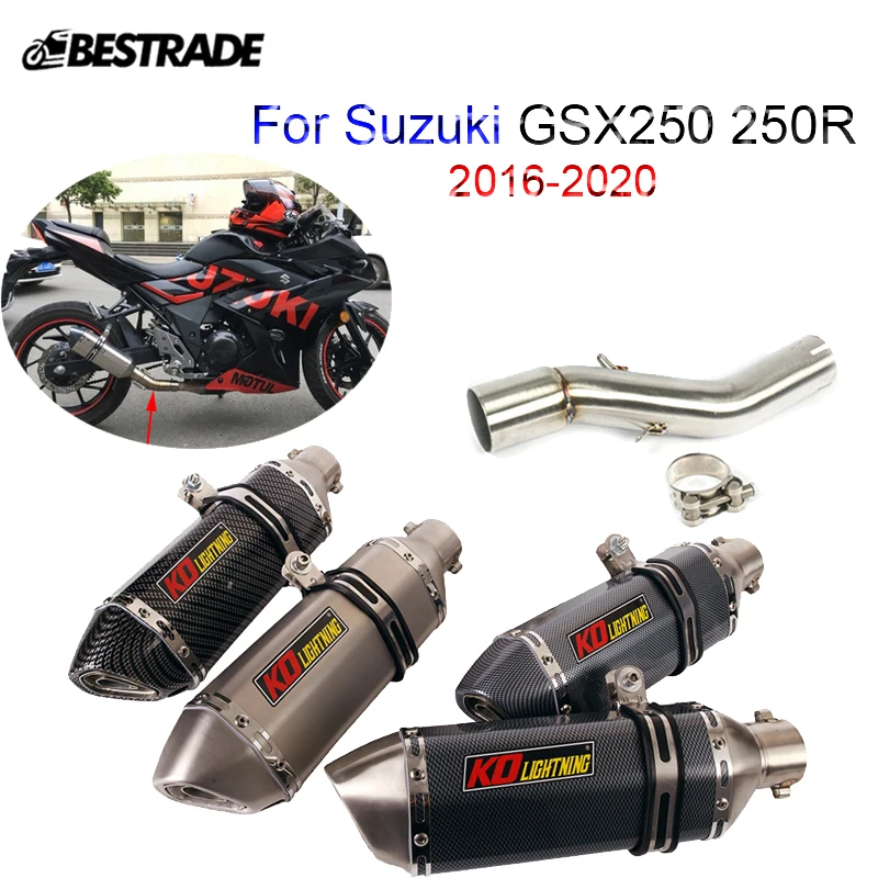 

Motorcycle Exhaust System 51mm Muffler Silencer Pipe Middle Connect Link Tube For Suzuki GSX250 250R 2016-2020 Stainless Steel