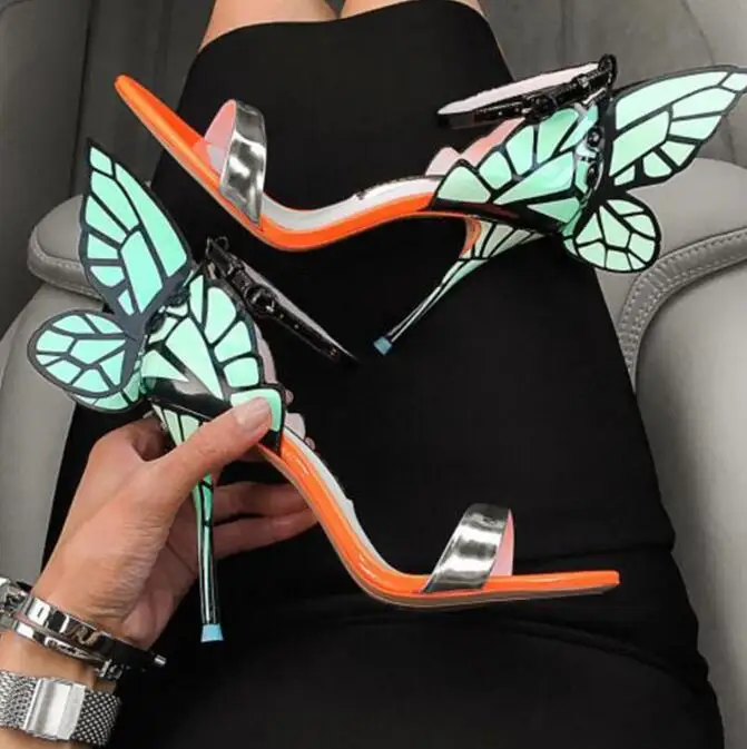 

Summer 2020 Women Party Shoes Butterfly Sandals Wedding Shoes Stiletto High Heels Open Toe Women Shoes Wings High Heel Sandals