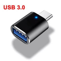 Typ C na USB 3.0 OTG Adapter USB-C męski na USB żeński konwerter dla Macbook Samsung S20 Xiaomi Huawei USBC OTG złącze LED