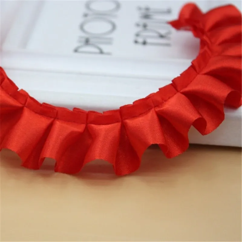 30yards 2.5cm 16colors Satin Ruffle Lace Trim Ribbon Pleated Tape Dress Doll and girl dress Clothes 0.98\'\' Width