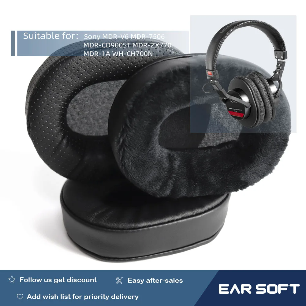 

Earsoft Replacement EarPads Cushions for Sony MDR-V6 MDR-7506 MDR-CD900ST MDR-ZX770 MDR-1A WH-CH700N Headphones Earphones