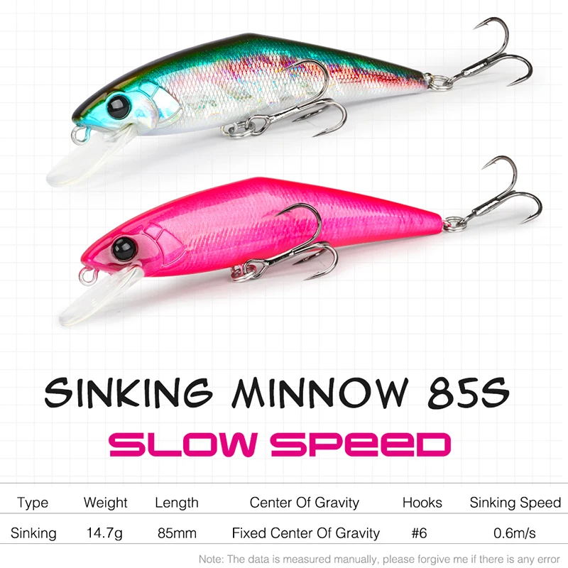 TSURINOYA DW99 Hard Bait Fishing Lure 85mm 14.7g Minnow Wobbler Quality Professional Artificial Jerbait Minnow Bass Tackle Pesca