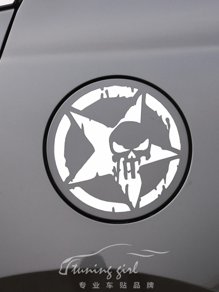 Car Stickers Skulls Five Pointed Stars Reflective Decals For Fuel Tank Tap Trunk Bumper Motorcycle Helmet Laptop iPhone