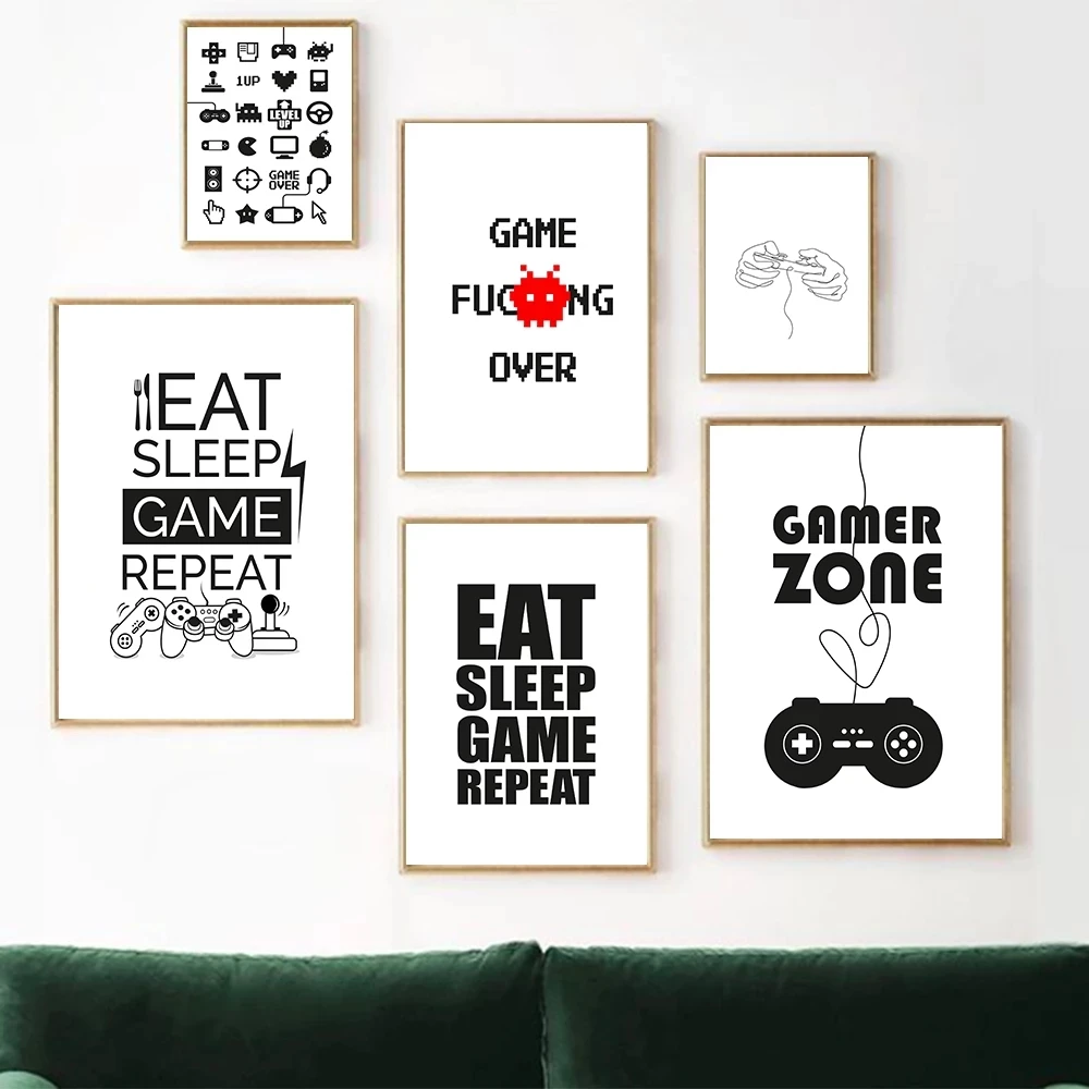 Video Game Canvas Painting Gaming Room Decor Posters and Prints Abstract Artwork Wall Art Picture for Boys Room Home Decor