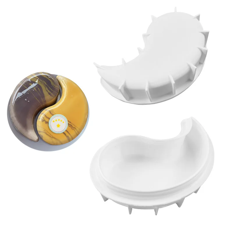 1 sztuk chiński Yin Yang formy ciasto formy 3D silikonowe Tai Chi Moldes De Silicona do ciast czekoladowe Brownie deser z musu — zdjęcie 5