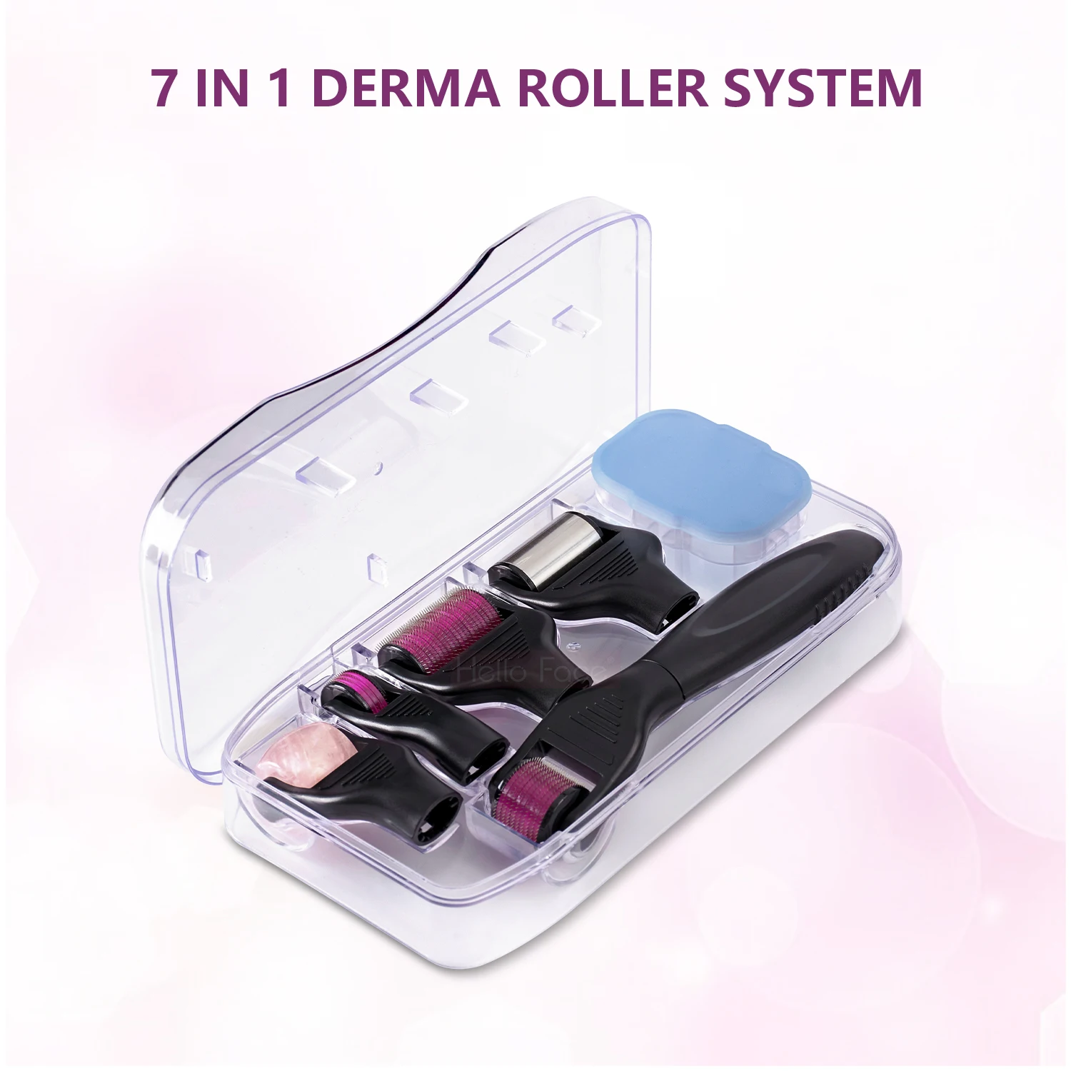 7 w 1 DRS Derma roller Jade broda rolka do twarzy Derma Rolling System Microneedling Kit skóry głowy Dermaroller masażer