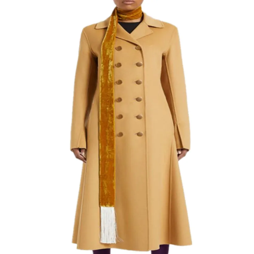 

New arrival winter fashion skirt style woolen overcoat women elegant double breasted slim long wool blends coat