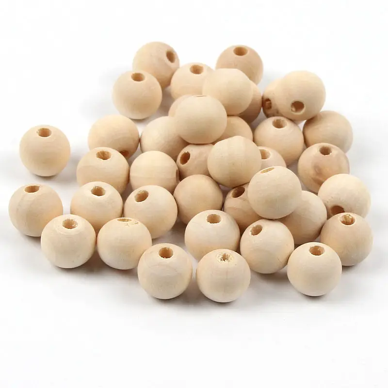 1-500pcs 4-50mm Natural Color Wood Beads With Holes Lead-Free Round Balls Loose Spacer Beads for Jewelry Making DIY Accessories