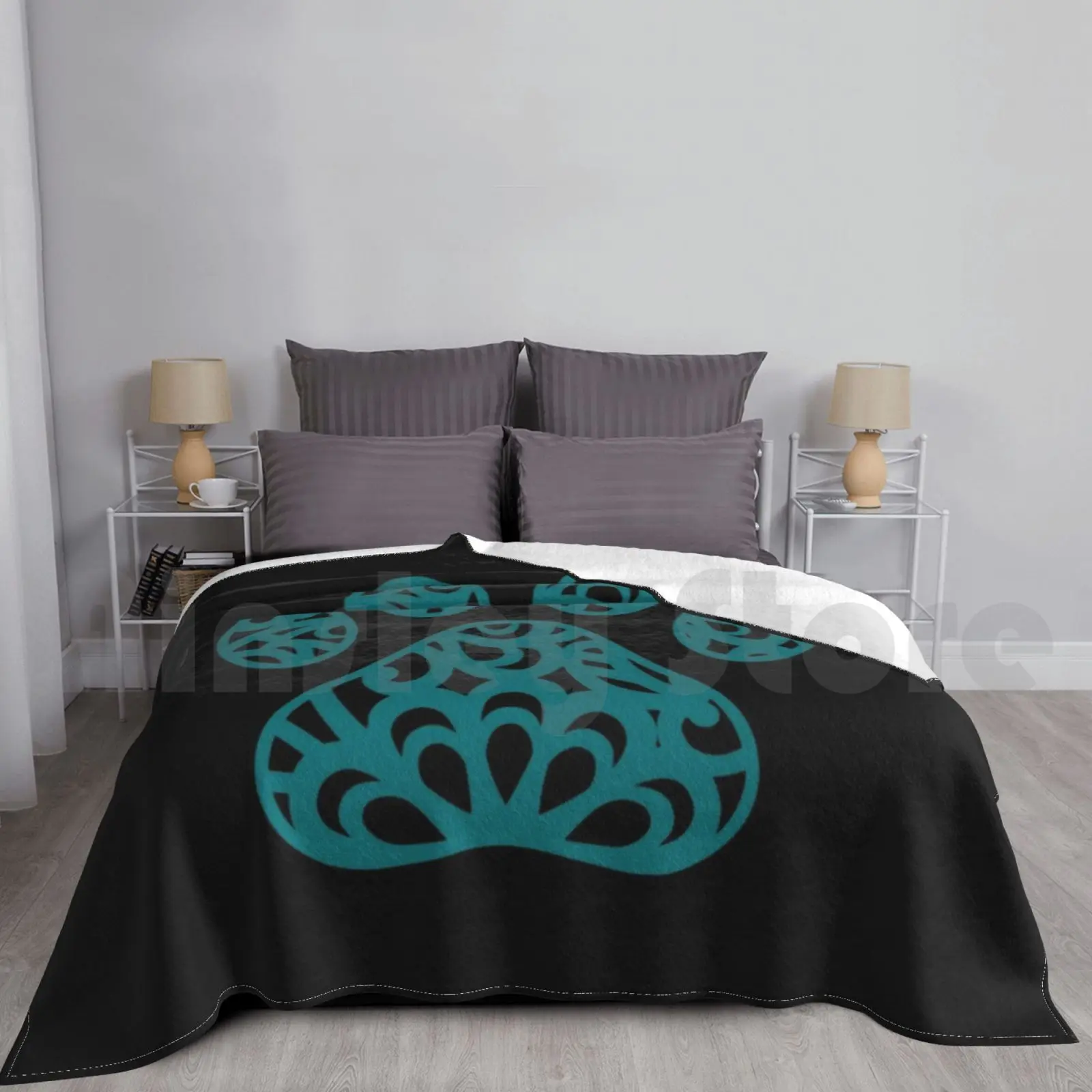 * * * Nice Dog Paw Mandala * * * Blanket Fashion Custom 1690 Mandala Dog Paw Animal Paw Cat Paws Blue Boho Cute