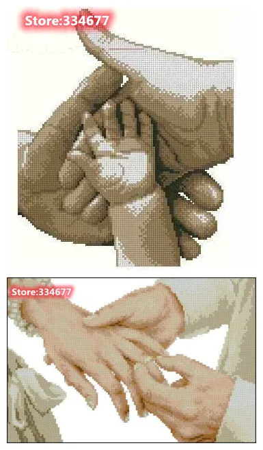 Simple Family Hands Love Forever Decor Cotton Cross Stitch kit 14CT white 11ct Print Embroidery DIY Handmade Needlework wall