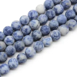 Natural Stone Matte Frost Blue Spot Sodalite Beads For Jewelry Making Diy Bracelet Neckalce Round Loose Beads 4/6/8/10/12mm 15”