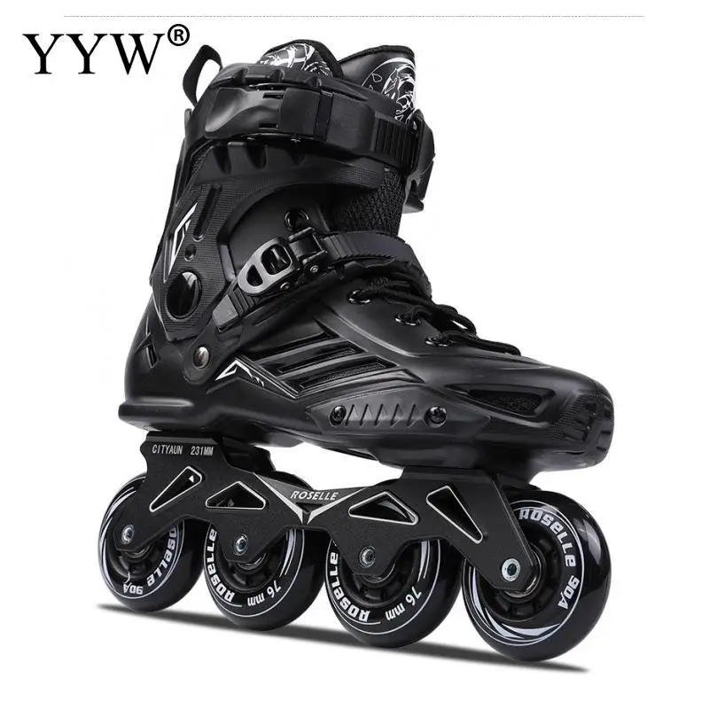 

Professional Inline Roller Skate 4 Wheels 90a 76mm Pvc Skating Shoes Sneaker For Adult Pu Rubber Speed Compete Size 35 To 47