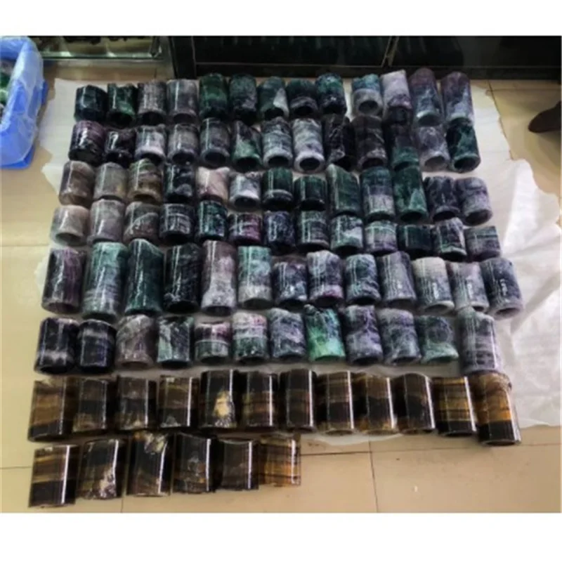 natural quartz rainbow stripe fluorite lamp crystals healing stones for home decoration