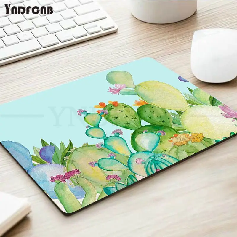 YNDFCNB Watercolor cactus plant Customized MousePads Computer Laptop Anime Mouse Mat Top Selling Wholesale Gaming Pad mouse