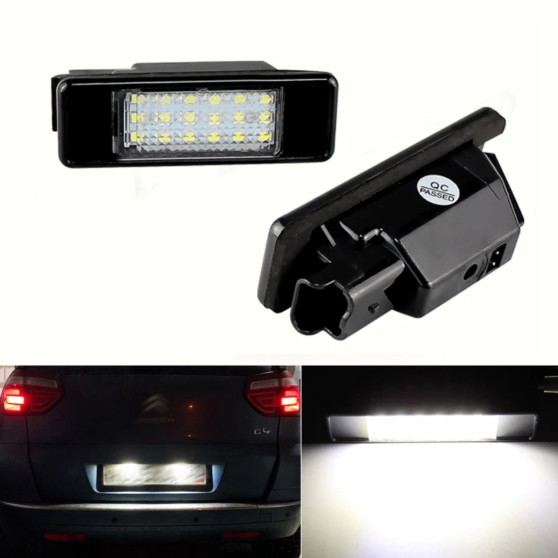 

2Pcs White LED Rear Number License Plate Light Lamps For Peugeot 307 207 308 3008 407 106 406 508 Expert RCZ 607 807 1007 806