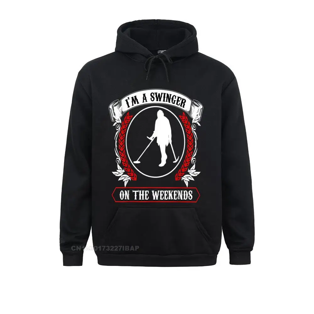 Funny Metal Detecting T Shirt Swinger On The Weekends Printed On Long Sleeve Hoodies Punk Man Sweatshirts Custom Clothes Family