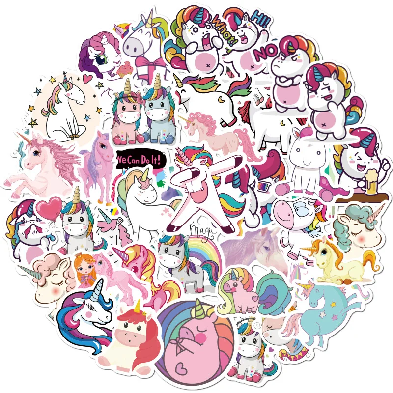 

Unicorn Stickers 50pcs Cute Cartoon Animal Waterproof Vinyl Stickers for Computer Laptop Motor Skateboard Luggage Phone Ipad