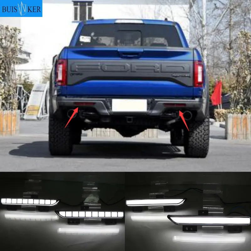 

1 Pair LED Rear Bumper Reflector tail light For Ford Raptor SVT F150 2017 2018 2019 fog lamp Brake Lights Signal lamp