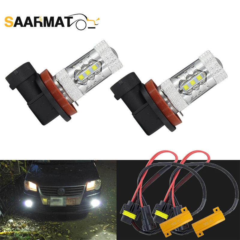 SAARMAT 2 pezzi LED Canbus fendinebbia lampadina H11 H8 + 50W decodificatori per VW Golf 7 2013 2014 2015 2016 2017 LED fendinebbia lampadine