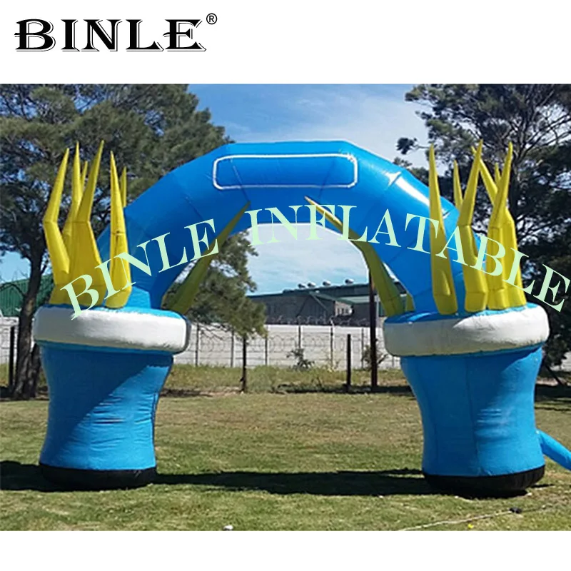 Arco De Cumpleaños inflable para niños, suministros de fiesta con antorcha, entrada inflable para decoración al aire libre, novedad de 2019