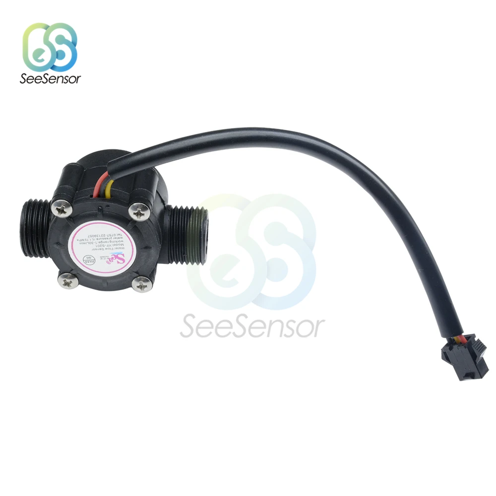 DC 5V-18V Water Flow Sensor Flowmeter Hall Flow Sensor Water Control Liquid Flow Sensor Switch 1-30L/min 1.75Mpa YF-S201